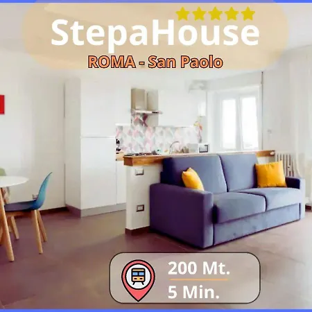 Stepahouse Zona San Paolo Elegante Bilocale A 2 Minuti Dalla Metro B 罗马